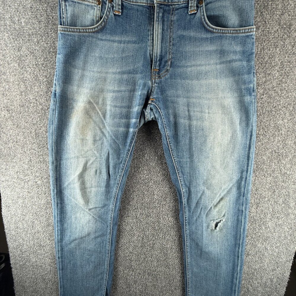 Nudie Jeans Denim Jeans Thin Finn Blue Clear Contrast Cotton Blend ACTL 31X30